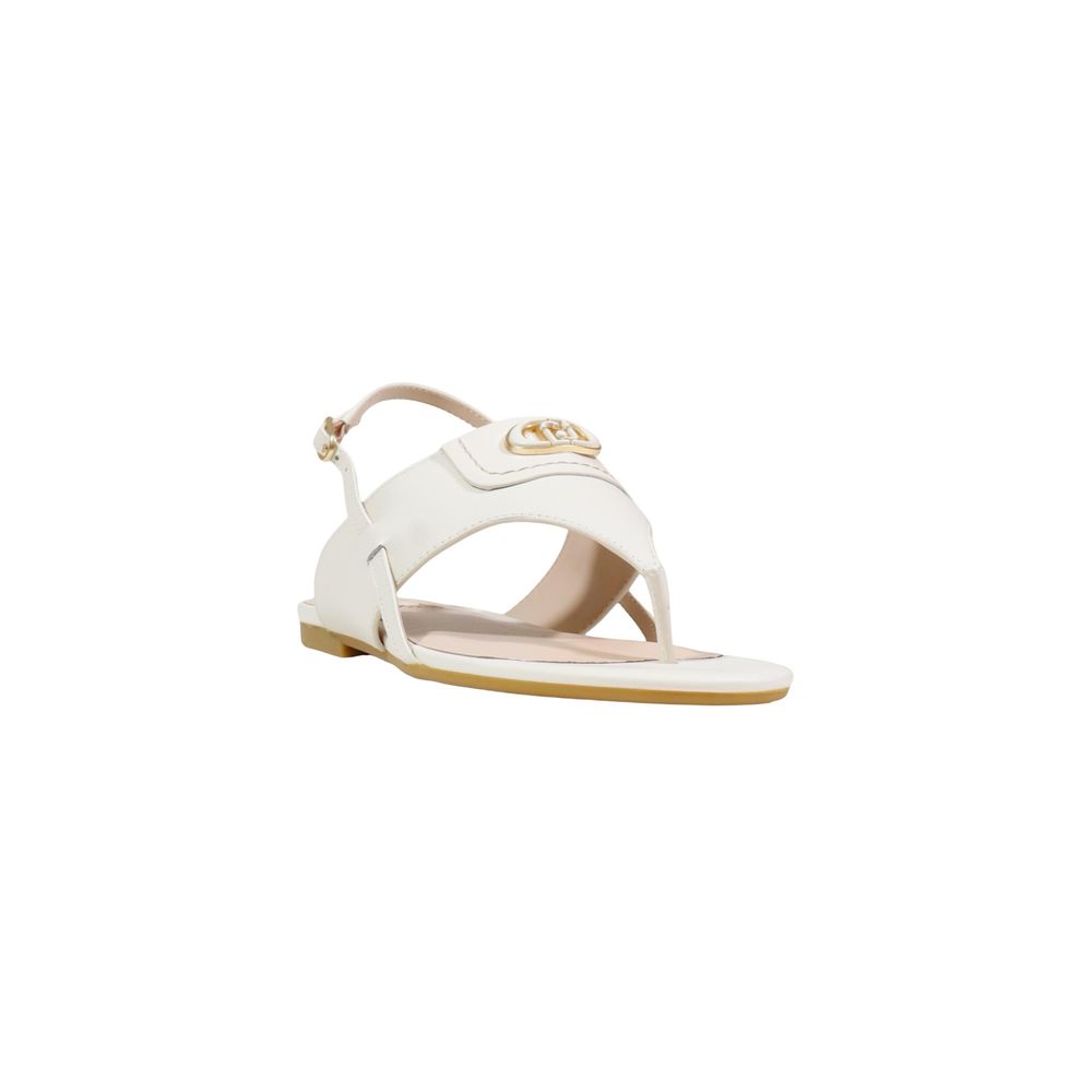White Leather Flat Sandals