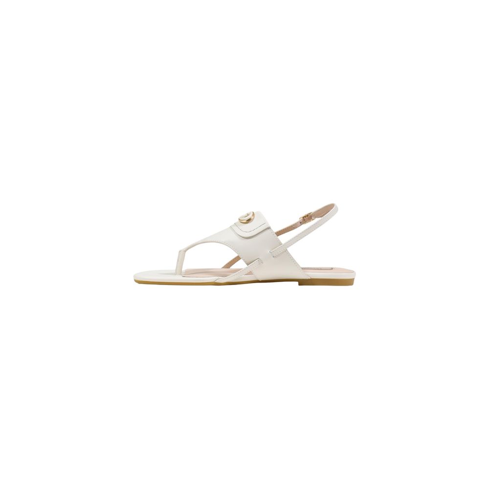 White Leather Flat Sandals