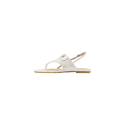 White Leather Flat Sandals