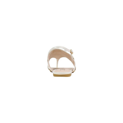 White Leather Flat Sandals