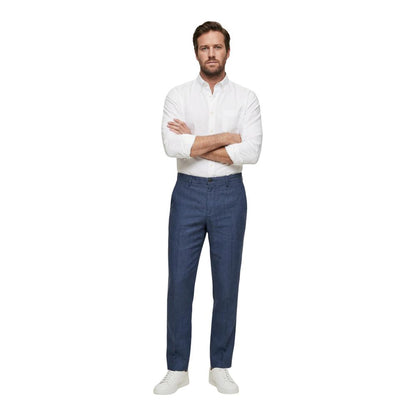 Blue Linen Casual Pants