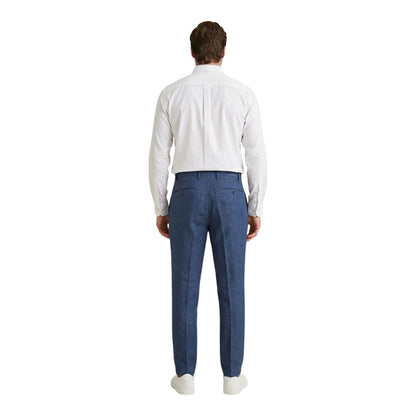 Blue Linen Casual Pants