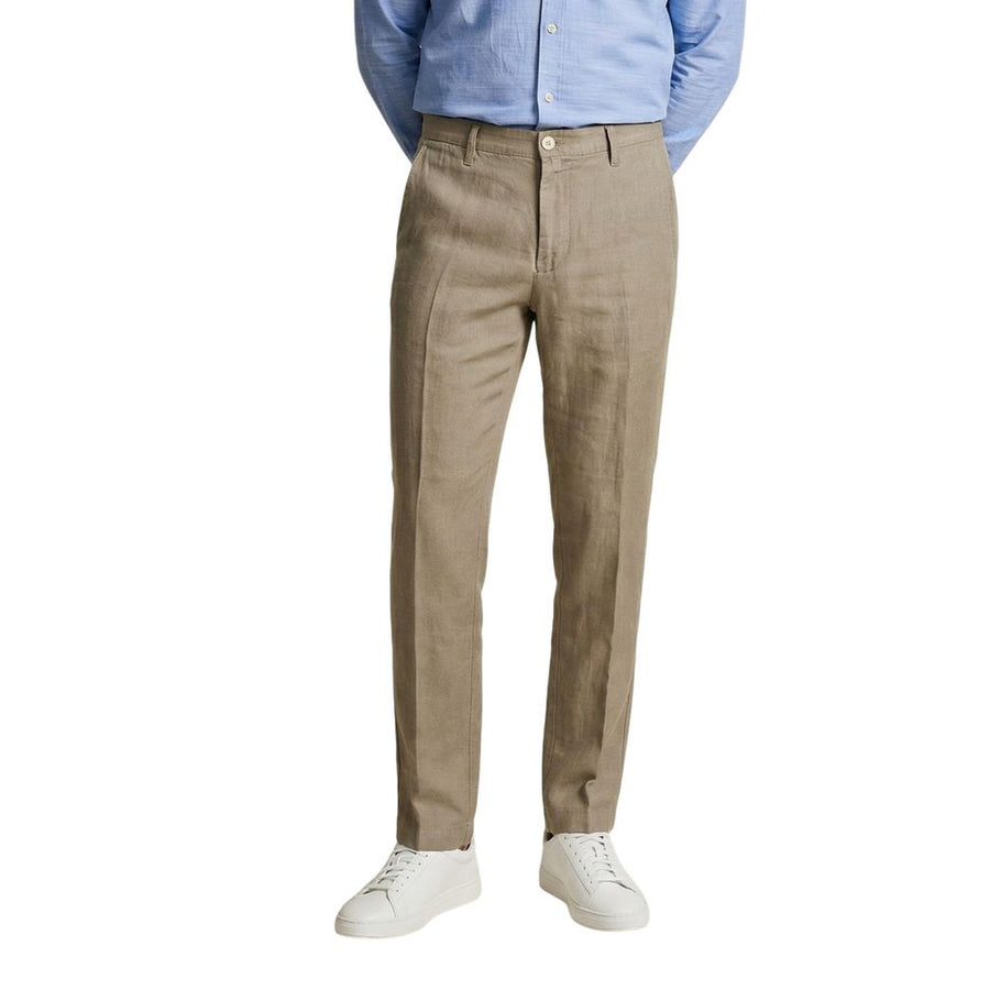 Beige Linen Casual Pants