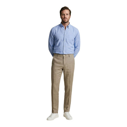 Beige Linen Casual Pants