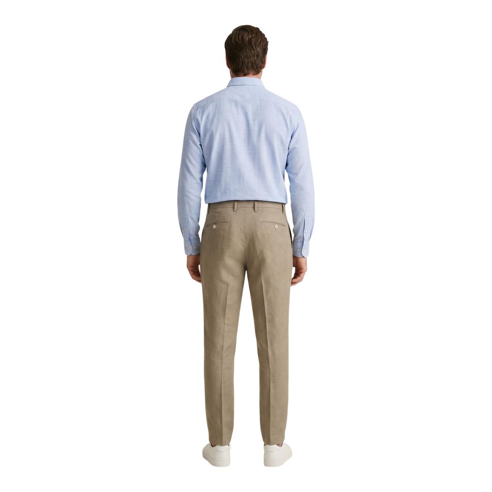 Beige Linen Casual Pants