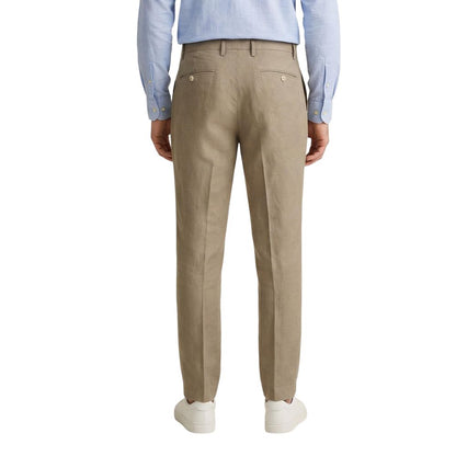 Beige Linen Casual Pants