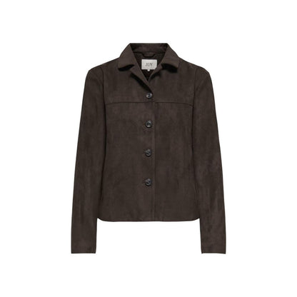 Brown Polyester Full-Length Jacket