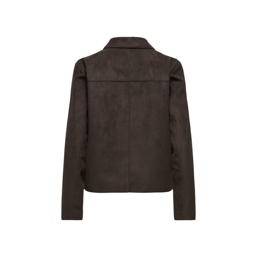 Brown Polyester Full-Length Jacket
