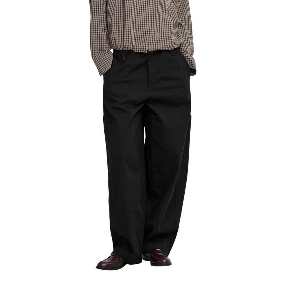 Black Cotton Cargo Pants