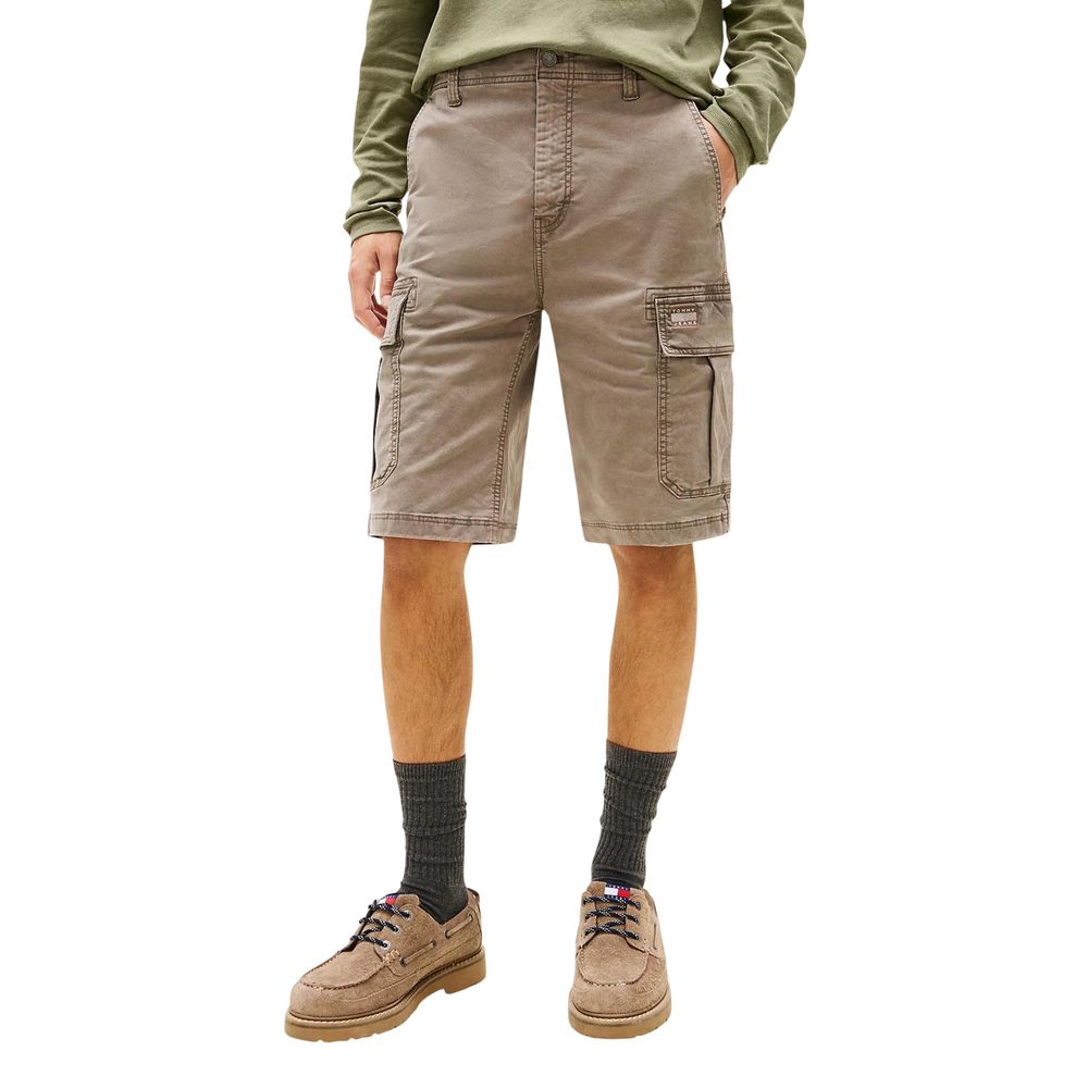 Beige Recycled Cotton Cargo Shorts