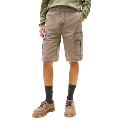 Beige Recycled Cotton Cargo Shorts