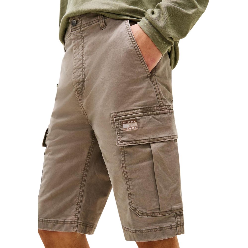 Beige Recycled Cotton Cargo Shorts