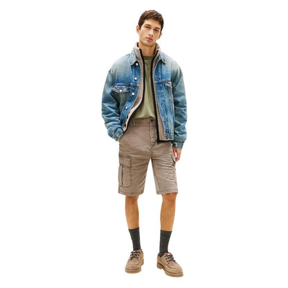 Beige Recycled Cotton Cargo Shorts