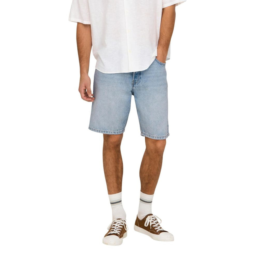 Light Blue Cotton Bermuda Shorts