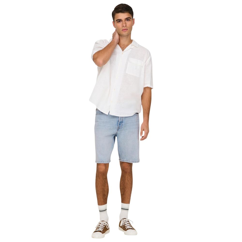 Light Blue Cotton Bermuda Shorts