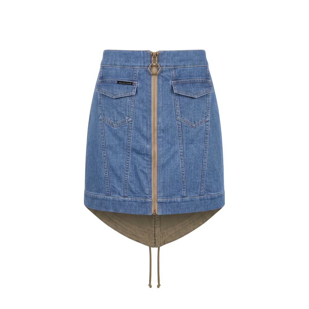 Blue Cotton Women Skirt