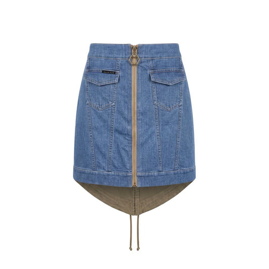 Blue Cotton Women Skirt