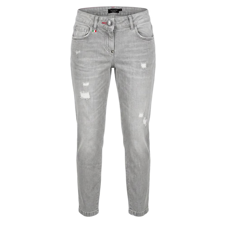 Grey Fabric Women Jeans