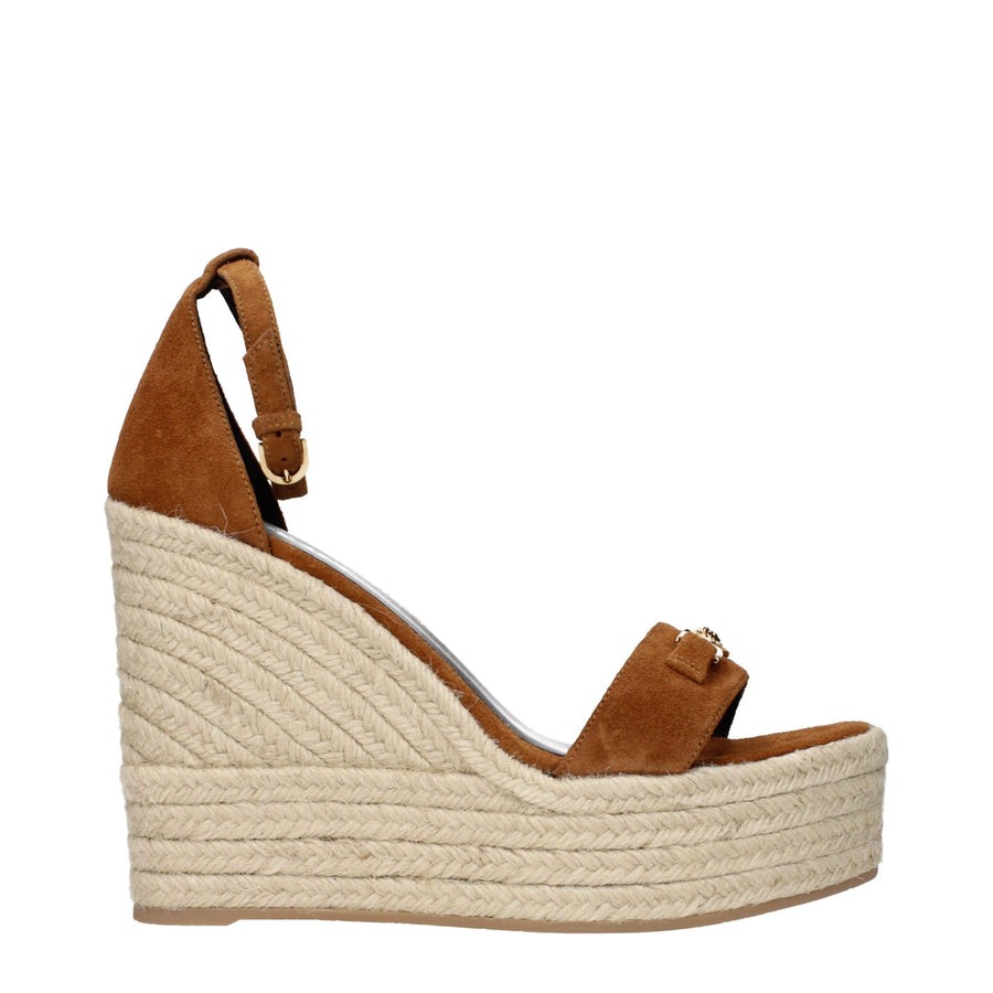 Brown Leather Wedge Sandals