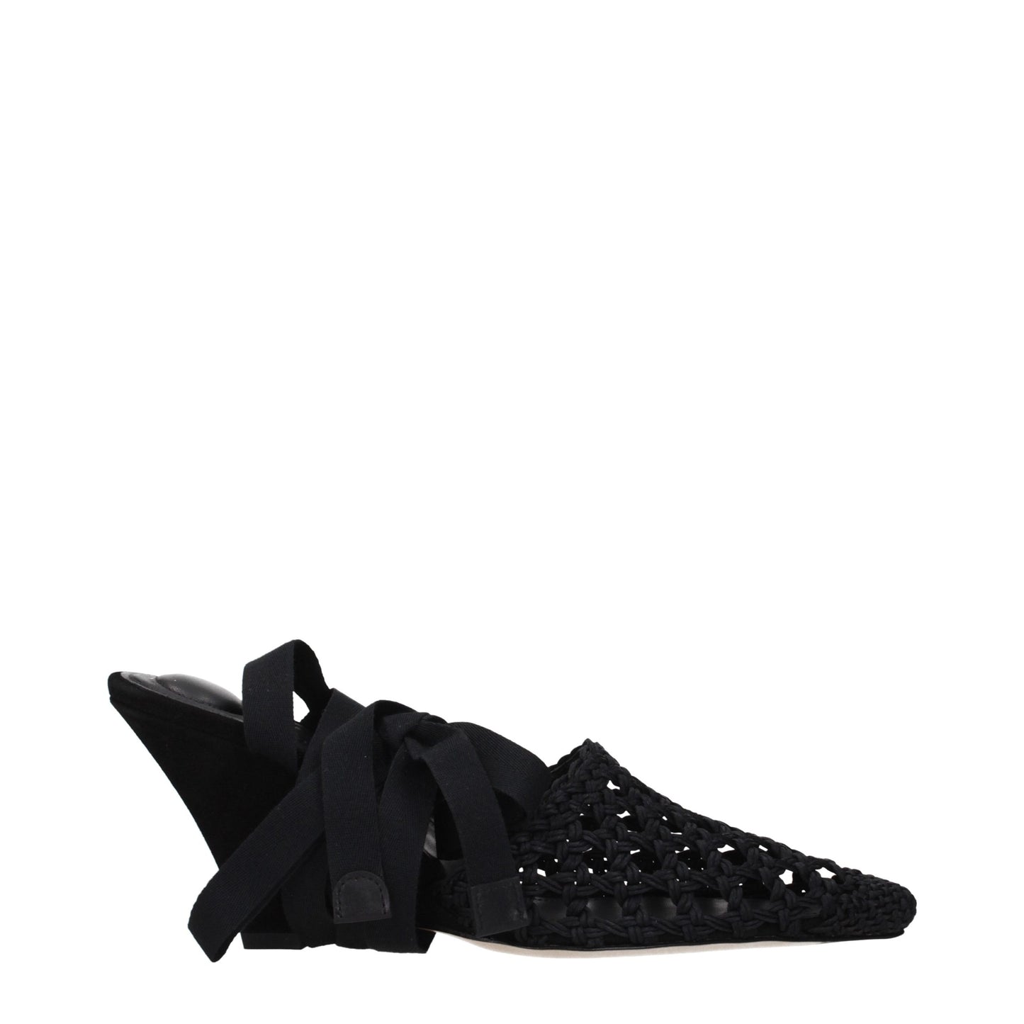 Black Fabric Strap-On Sandals