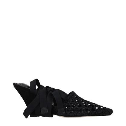 Black Fabric Strap-On Sandals