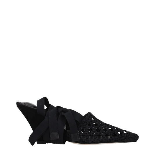 Black Fabric Strap-On Sandals