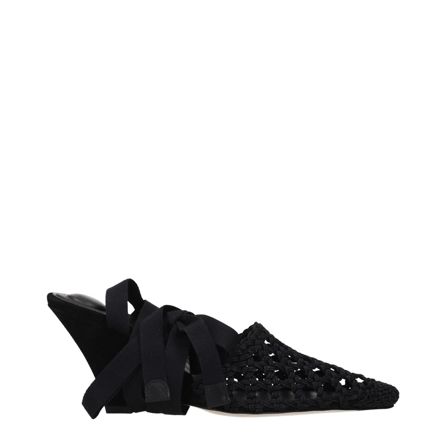 Black Fabric Strap-On Sandals