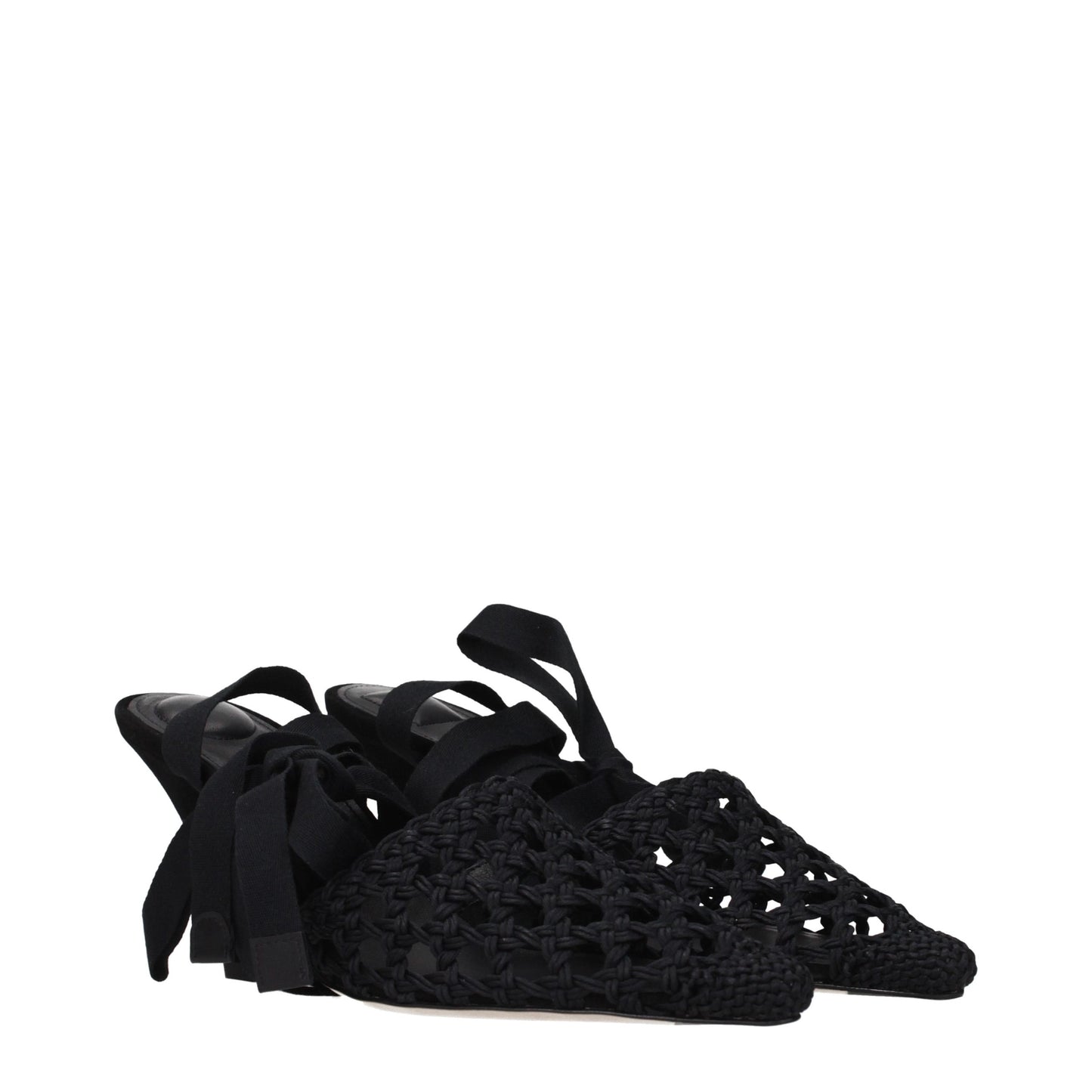 Black Fabric Strap-On Sandals