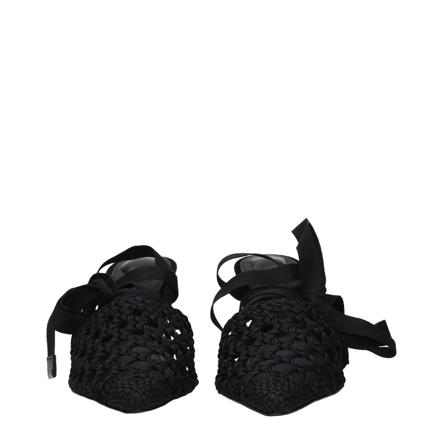 Black Fabric Strap-On Sandals