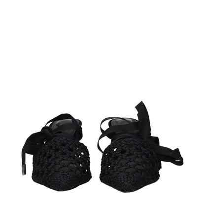 Black Fabric Strap-On Sandals
