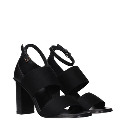 Black Fabric Platform Sandals