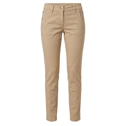 Beige Cotton Women Pants