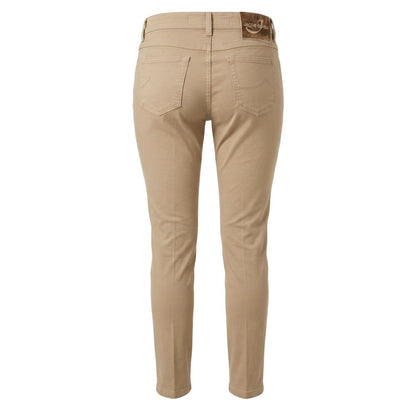Beige Cotton Women Pants