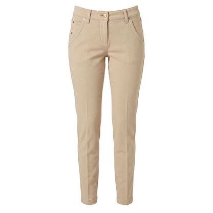 Beige Cotton Womens Pant
