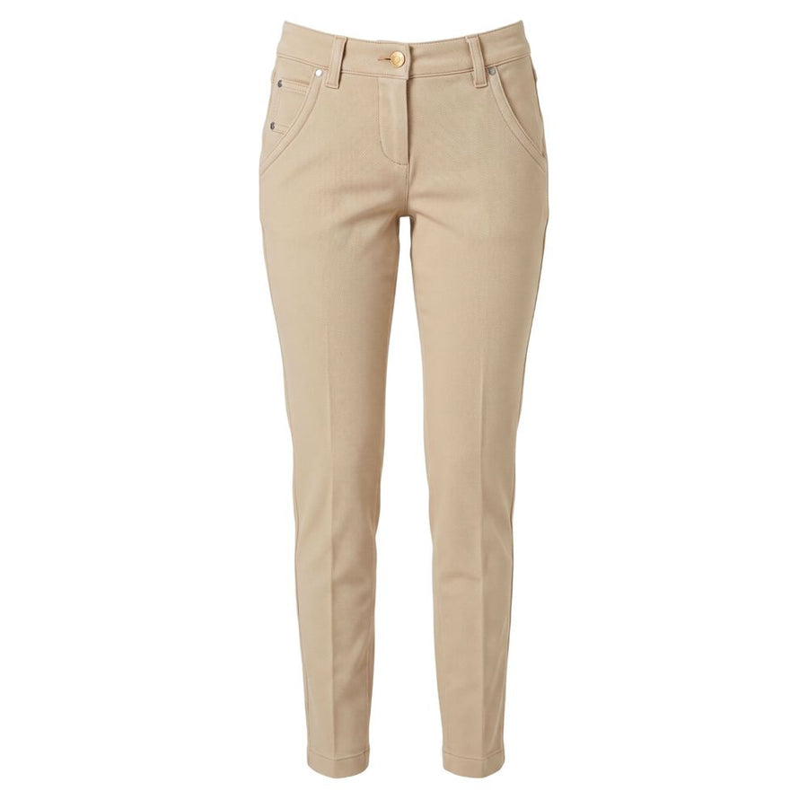 Beige Cotton Womens Pant