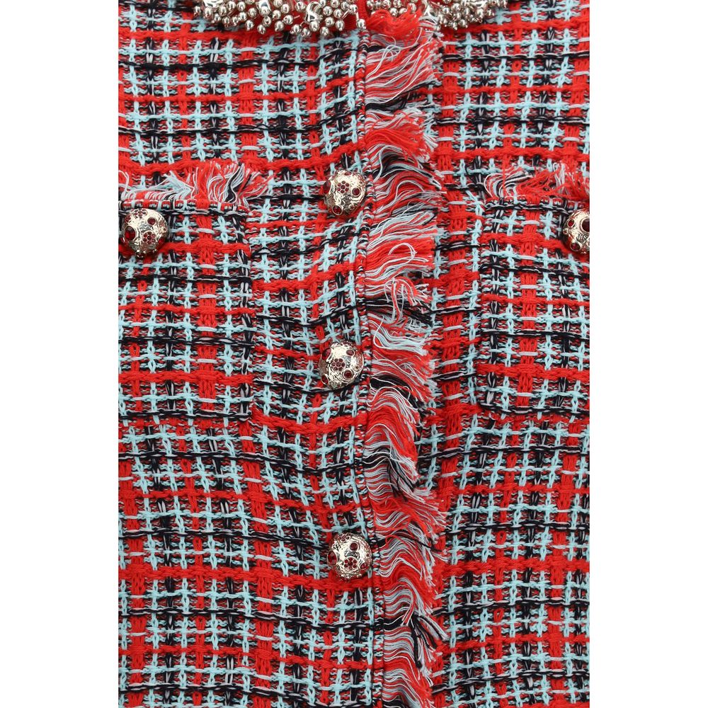Red Cotton Full-Length Jacket