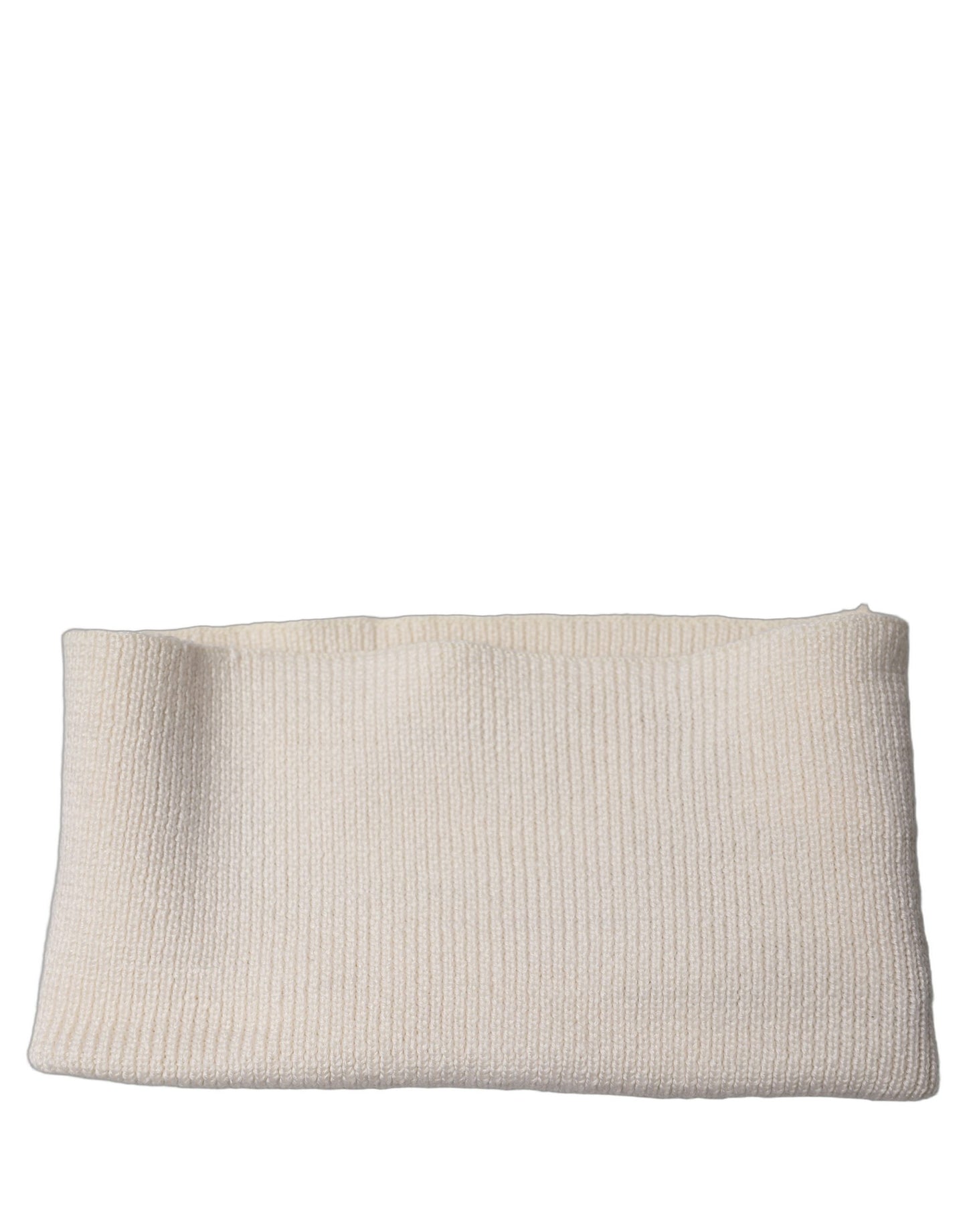 Men White Polyester Knitted Neck Warmer Scarf