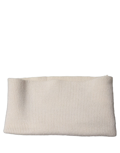 Men White Polyester Knitted Neck Warmer Scarf