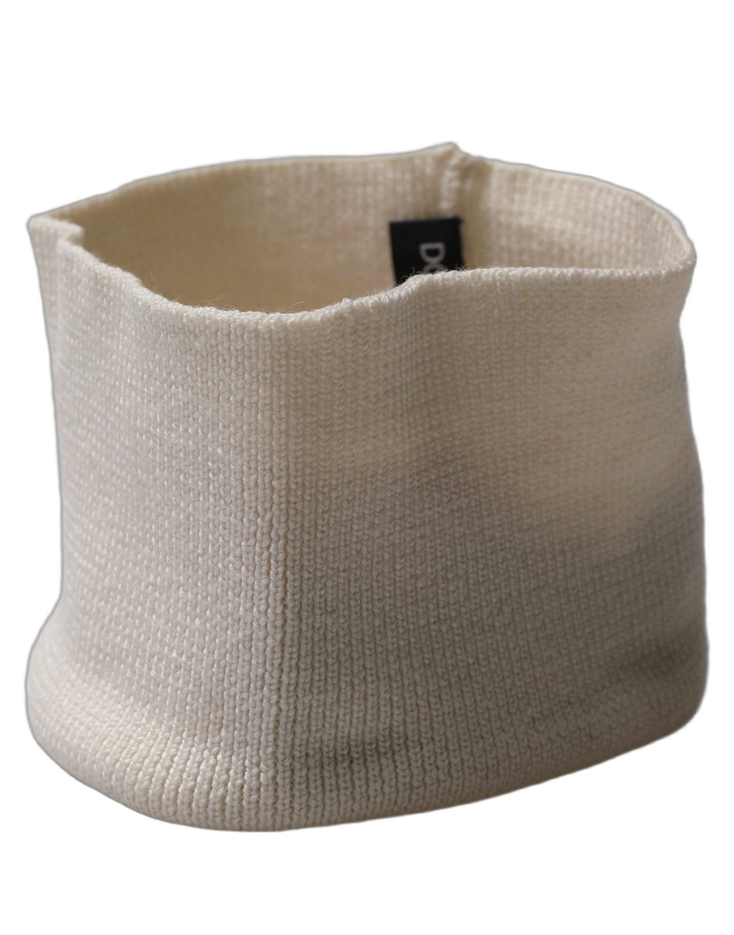 Men White Polyester Knitted Neck Warmer Scarf