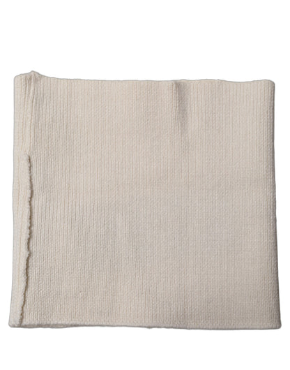 Men White Polyester Knitted Neck Warmer Scarf