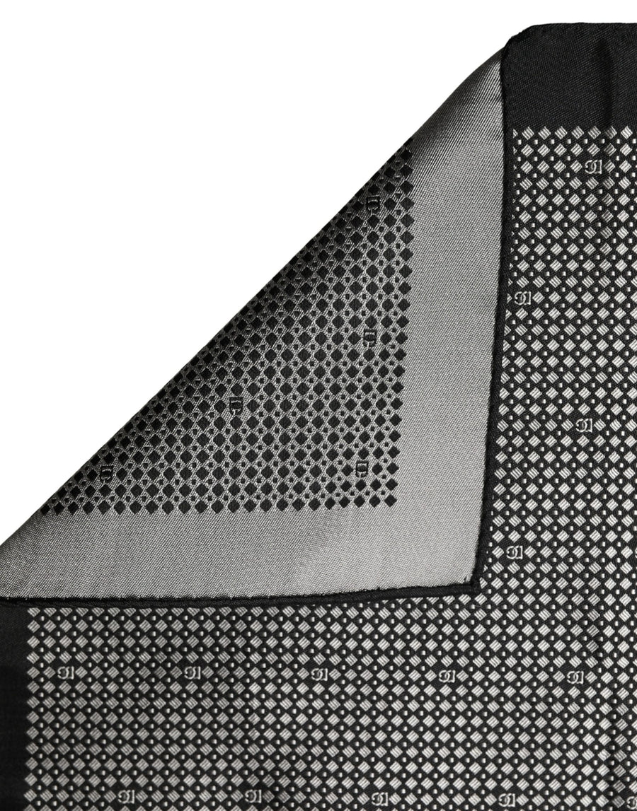 Black White Patterned Pocket Square Scarf