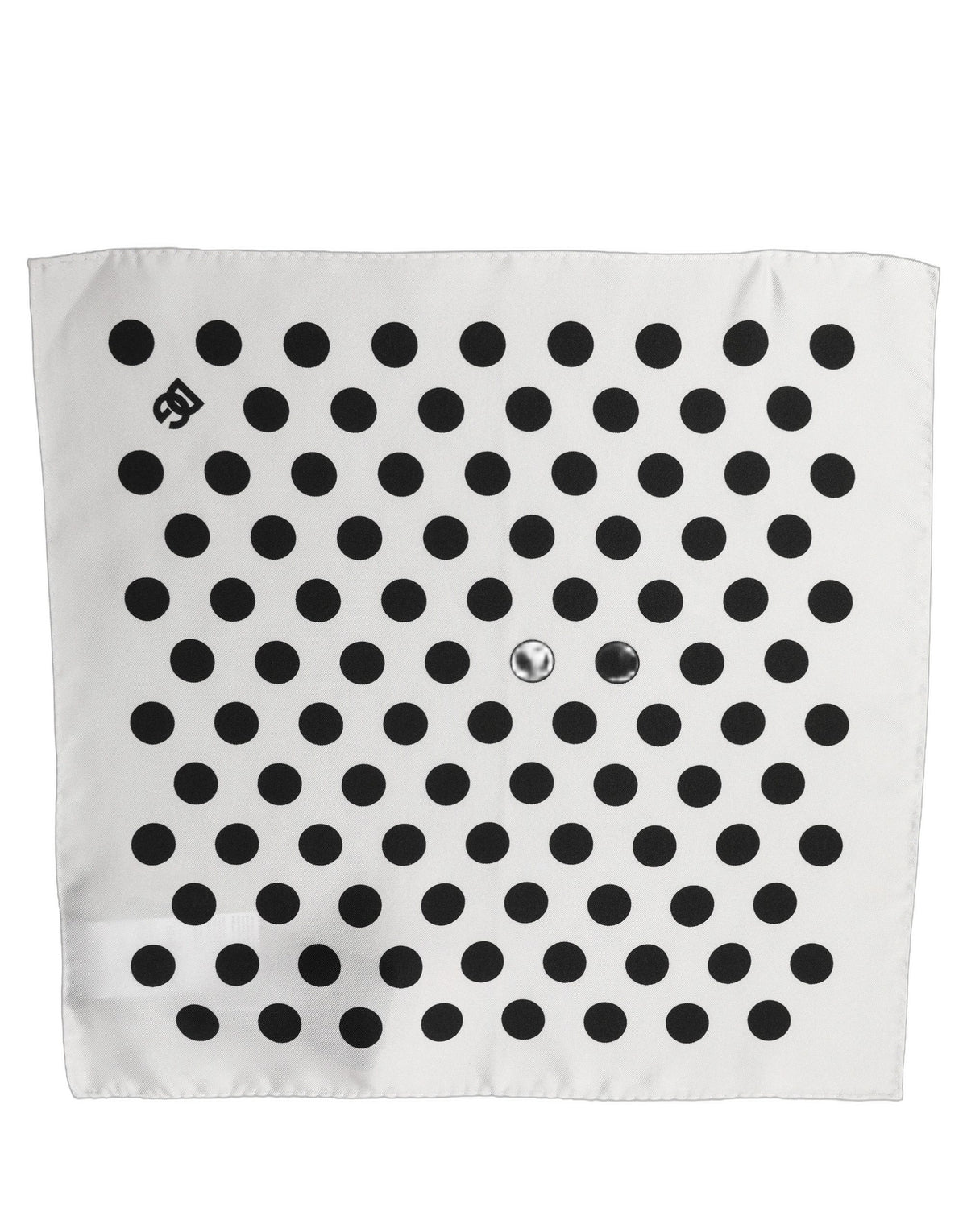 White Black Polka Dot Square Foulard Scarf