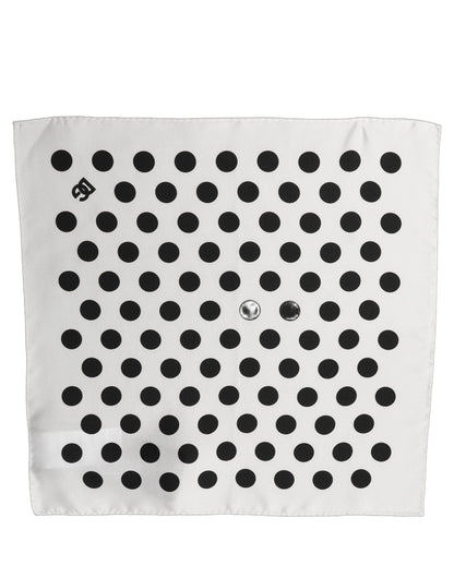 White Black Polka Dot Square Foulard Scarf