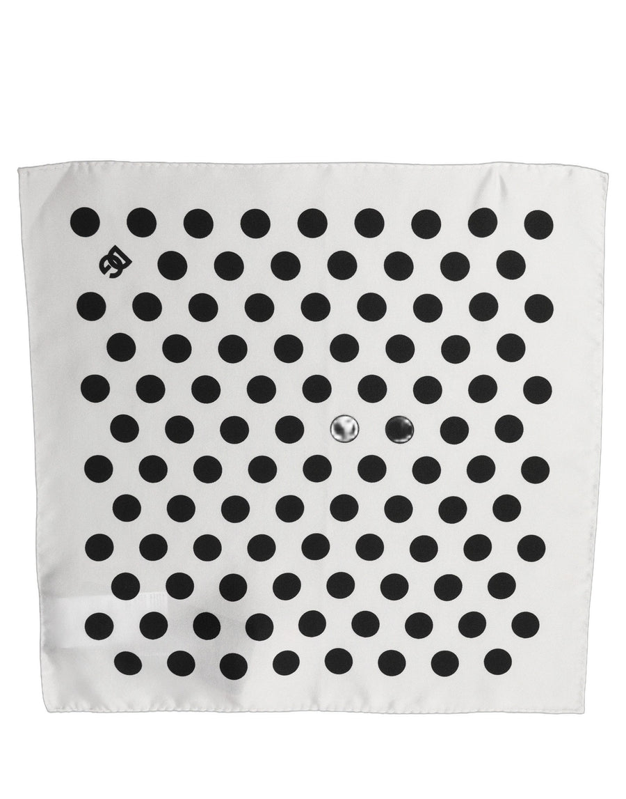 White Black Polka Dot Square Foulard Scarf