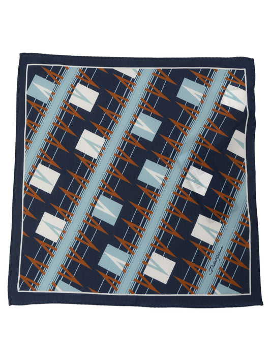 Navy Blue Abstract Square Pocket Foulard Scarf