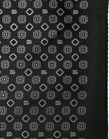 Black White Patterned Pocket Square Scarf