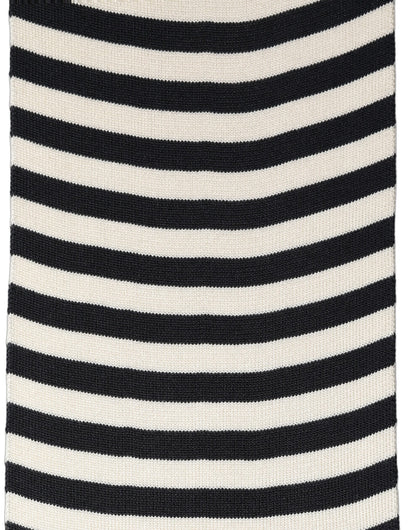Black White Stripes Silk Knitted Shawl Scarf