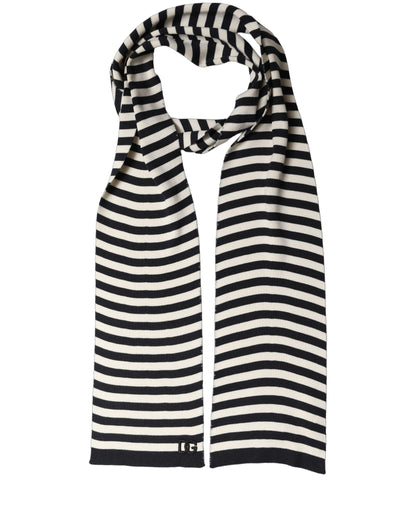 Black White Stripes Silk Knitted Shawl Scarf