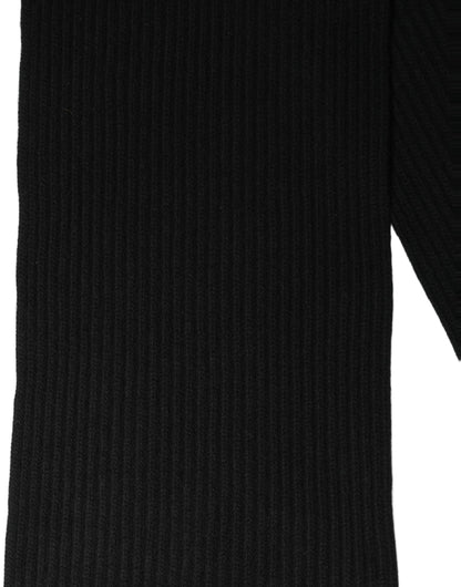 Men Black Wool Knitted Neck Shawl Scarf