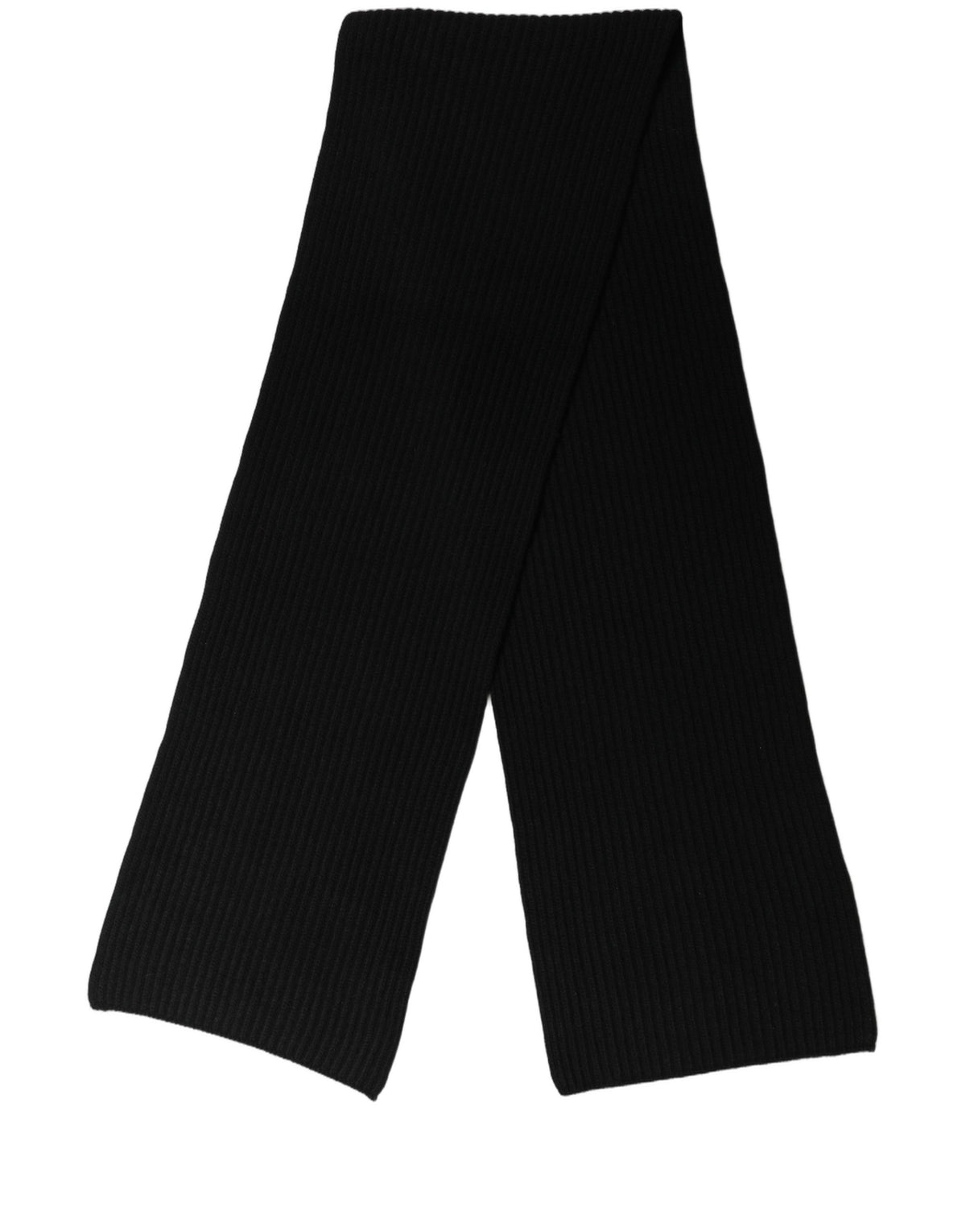 Men Black Wool Knitted Neck Shawl Scarf